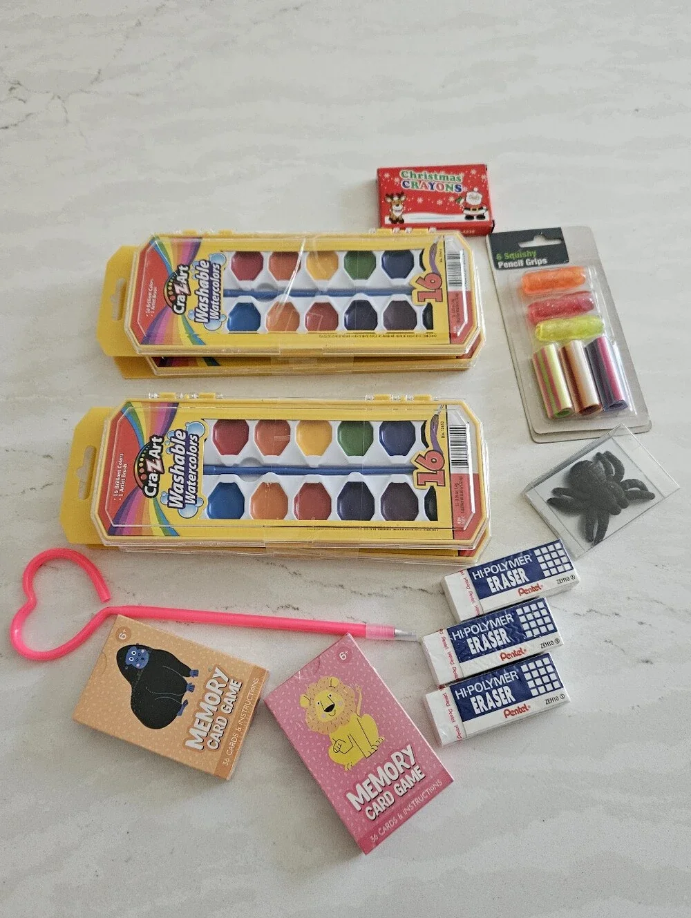 Assorted Kids Art and School Supplies Set - Pink, Yellow, Red, Multicolor